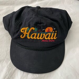 Hawaii Aloha State Black Retro Throwback Hat SnapBack